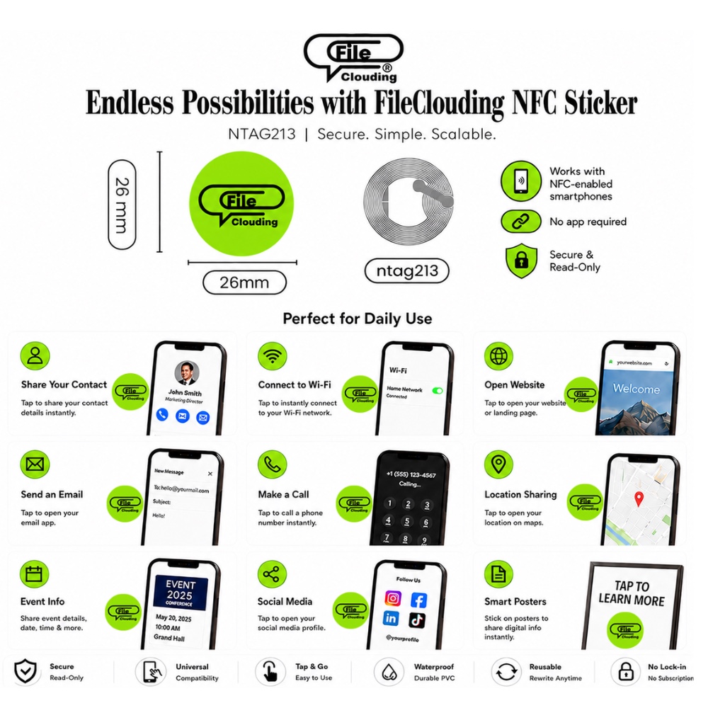 FileClouding green 26mm NTAG213 NFC stickers, image 3