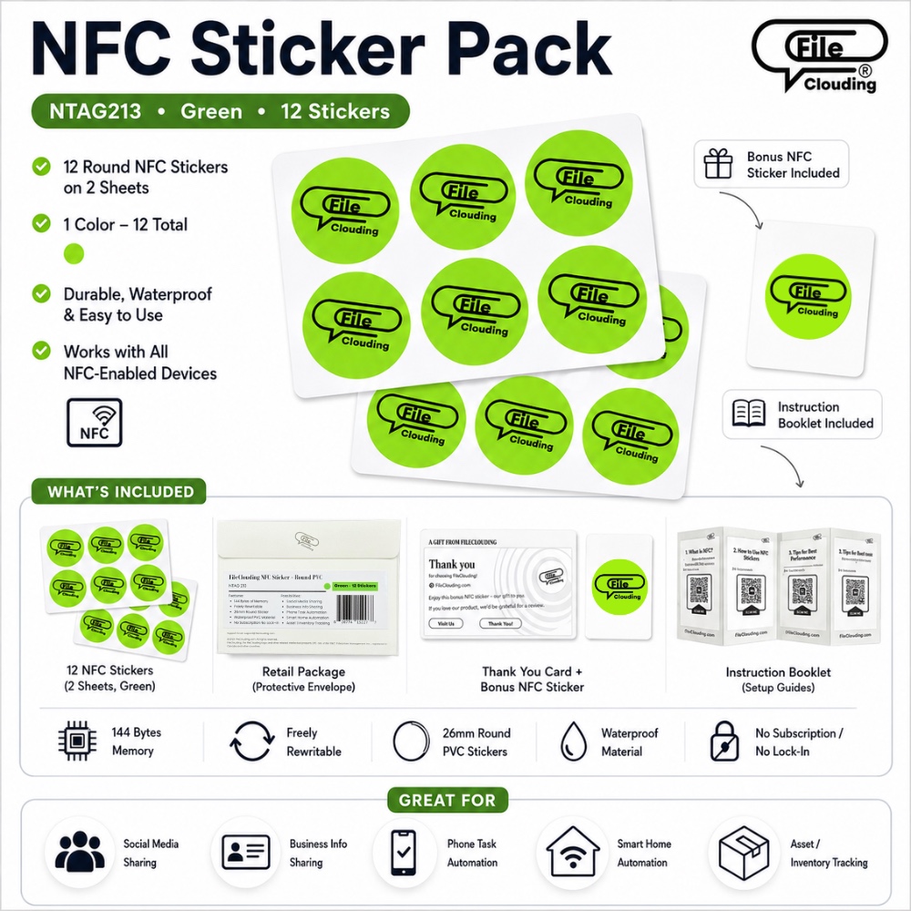 FileClouding green 26mm NTAG213 NFC stickers, image 10