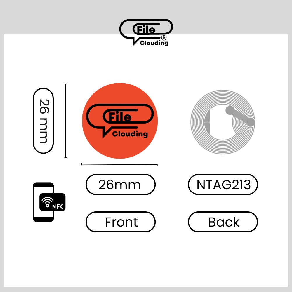 FileClouding red 26mm NTAG213 NFC stickers, image 2
