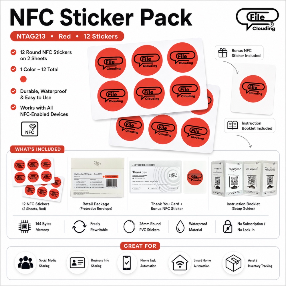 FileClouding red 26mm NTAG213 NFC stickers, image 10