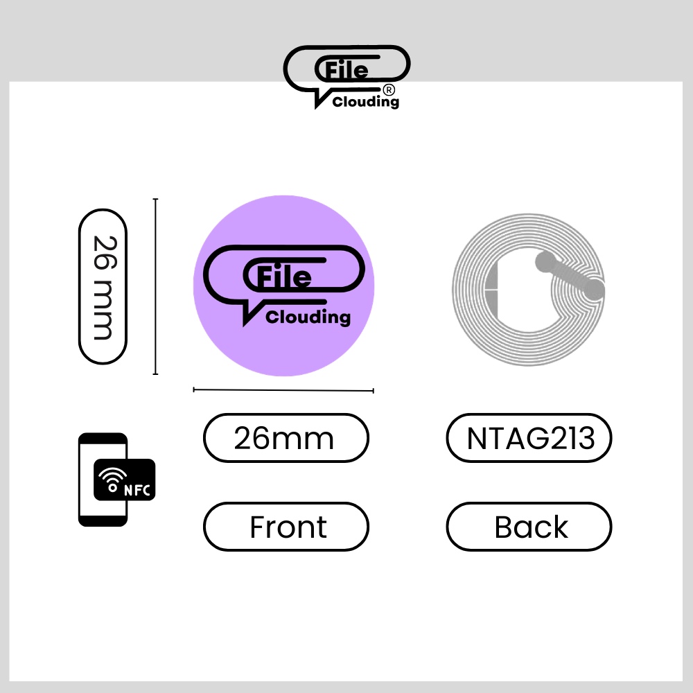 FileClouding violet 26mm NTAG213 NFC stickers, image 2