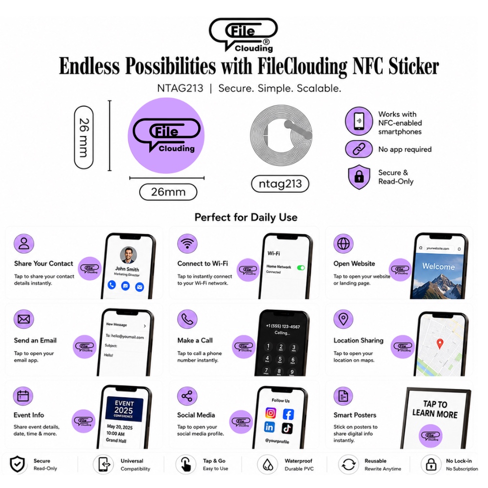 FileClouding violet 26mm NTAG213 NFC stickers, image 3