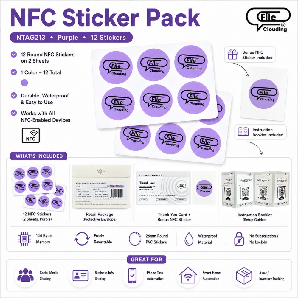 FileClouding violet 26mm NTAG213 NFC stickers, image 10
