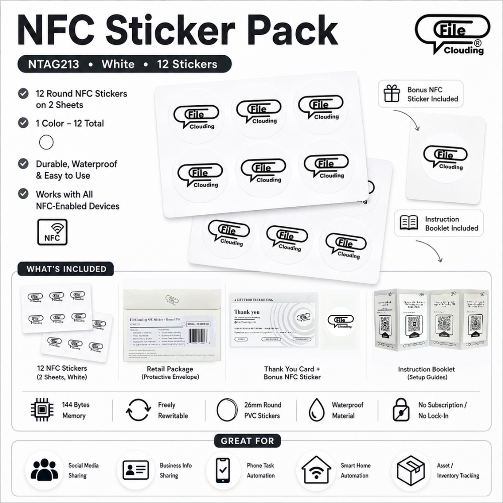 FileClouding white 26mm NTAG213 NFC stickers, image 10