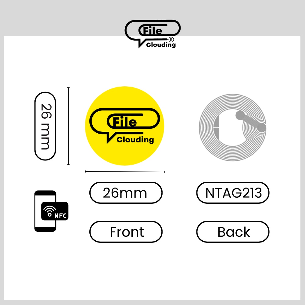 FileClouding yellow 26mm NTAG213 NFC stickers, image 2