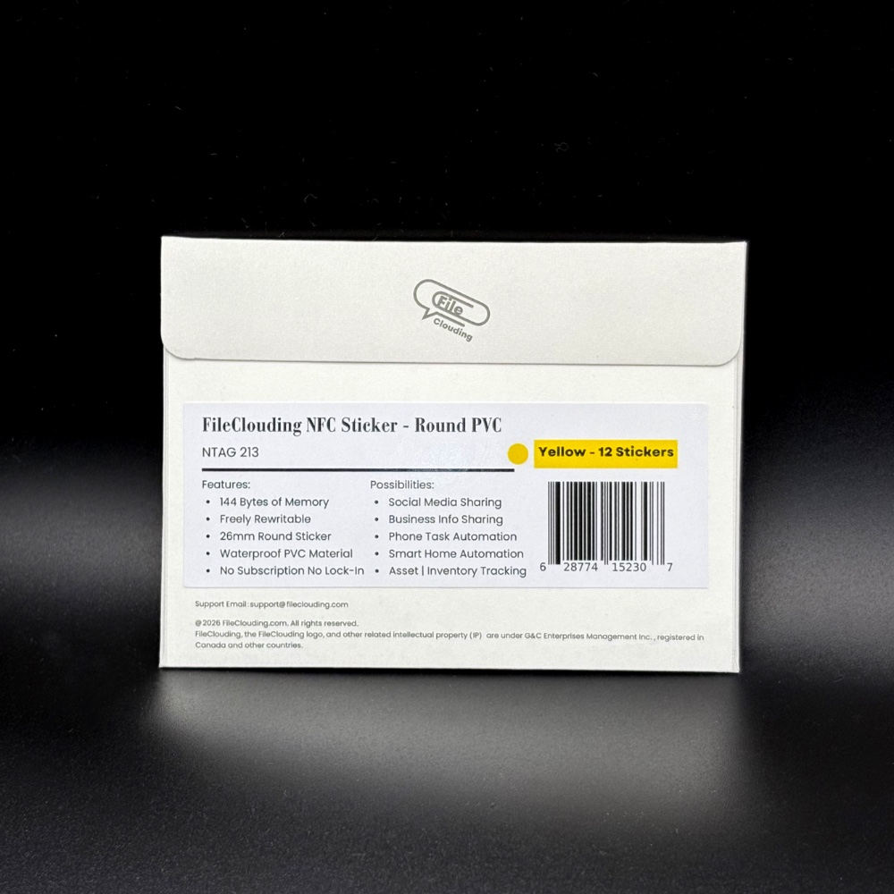 FileClouding yellow 26mm NTAG213 NFC stickers, image 6