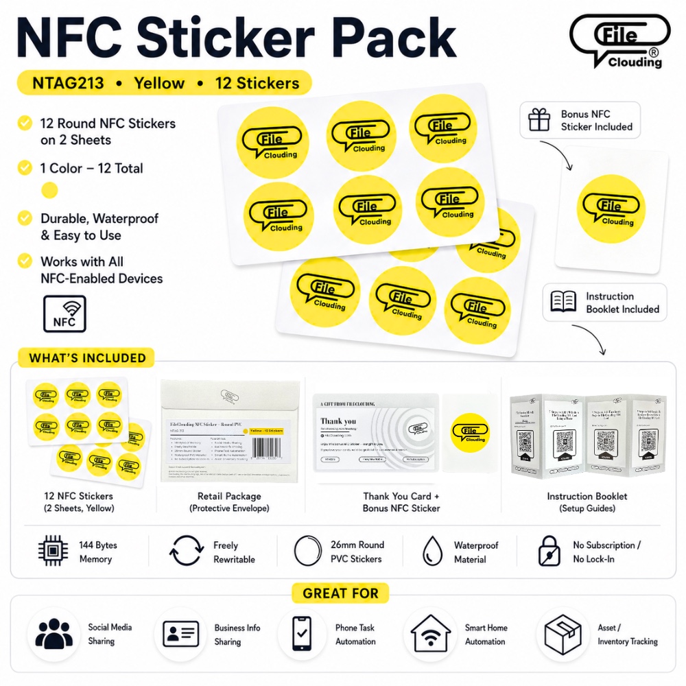 FileClouding yellow 26mm NTAG213 NFC stickers, image 10