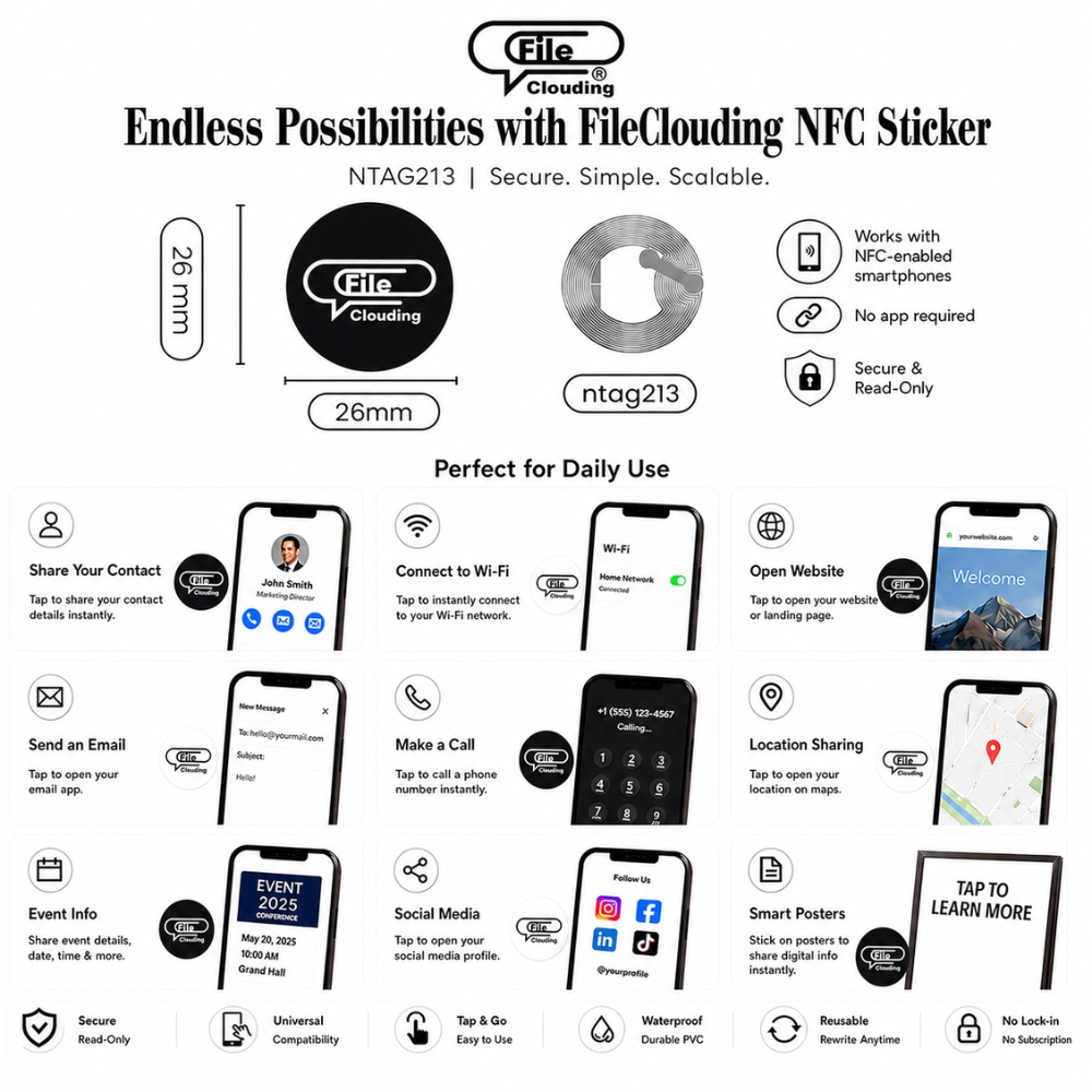 FileClouding bw 26mm NTAG213 NFC stickers, image 3