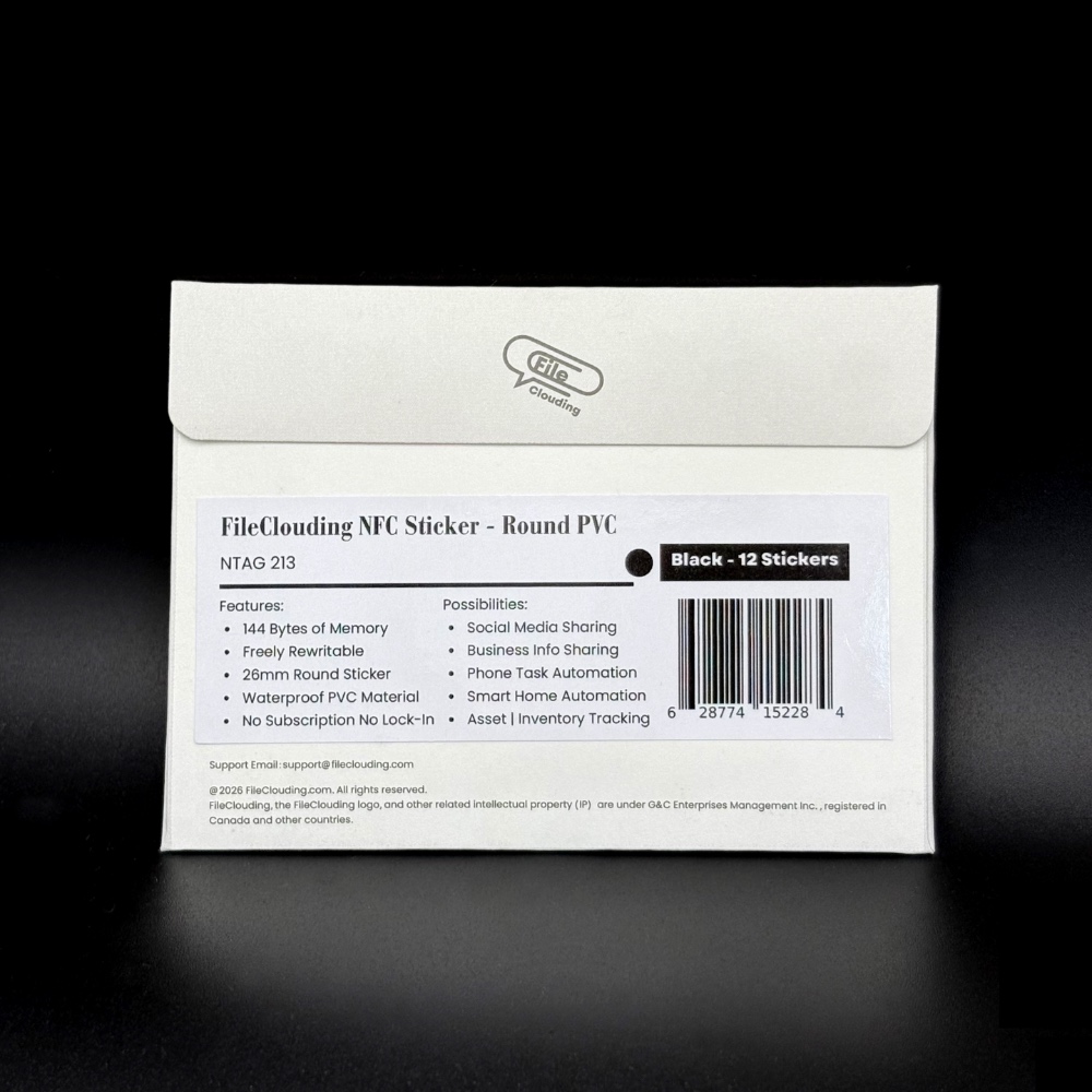 FileClouding black 26mm NTAG213 NFC stickers, image 6
