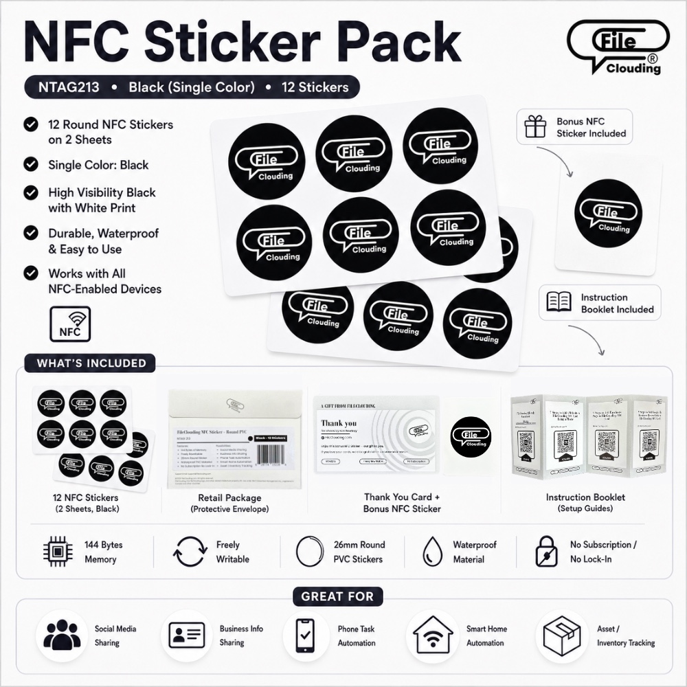 FileClouding black 26mm NTAG213 NFC stickers, image 10