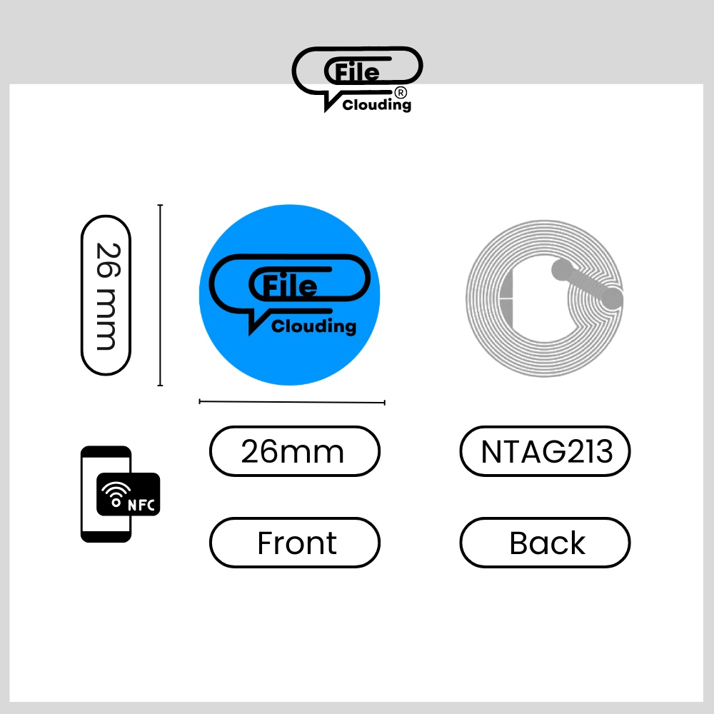 FileClouding blue 26mm NTAG213 NFC stickers, image 2