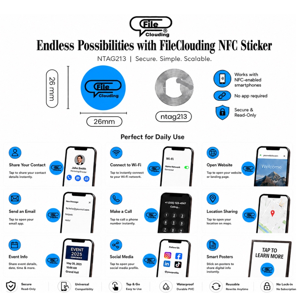 FileClouding blue 26mm NTAG213 NFC stickers, image 3