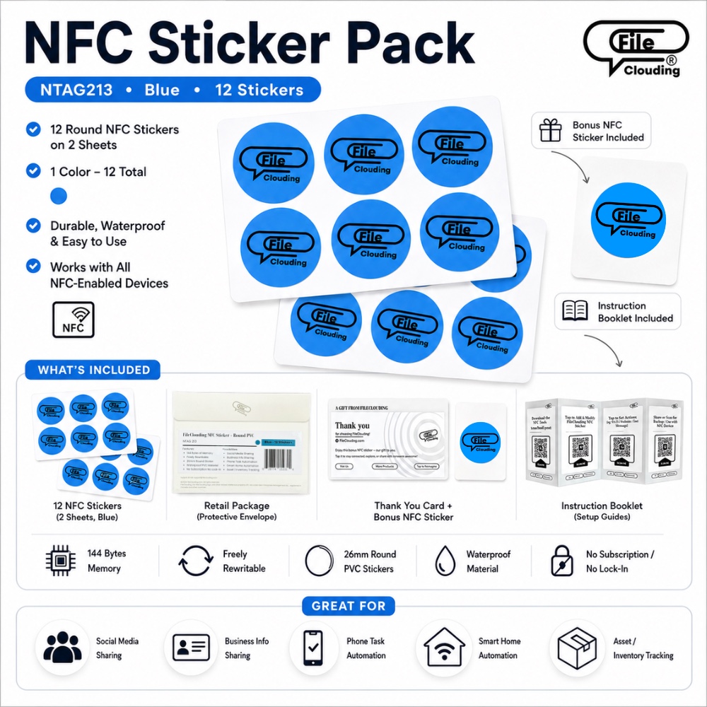 FileClouding blue 26mm NTAG213 NFC stickers, image 10