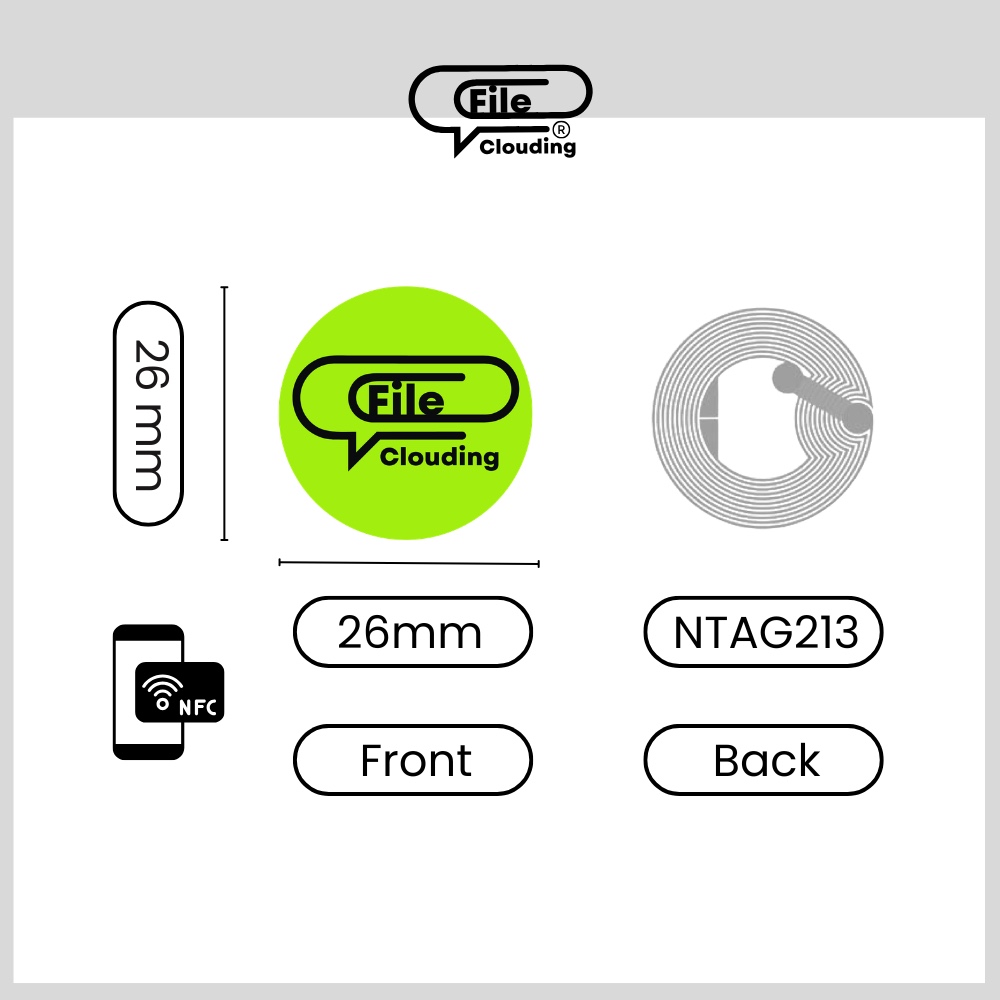 FileClouding green 26mm NTAG213 NFC stickers, image 2